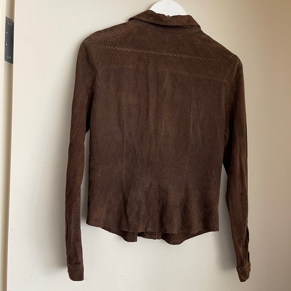 TRES JOLIE Suede Perforated Button Down - Picture 2 of 3
